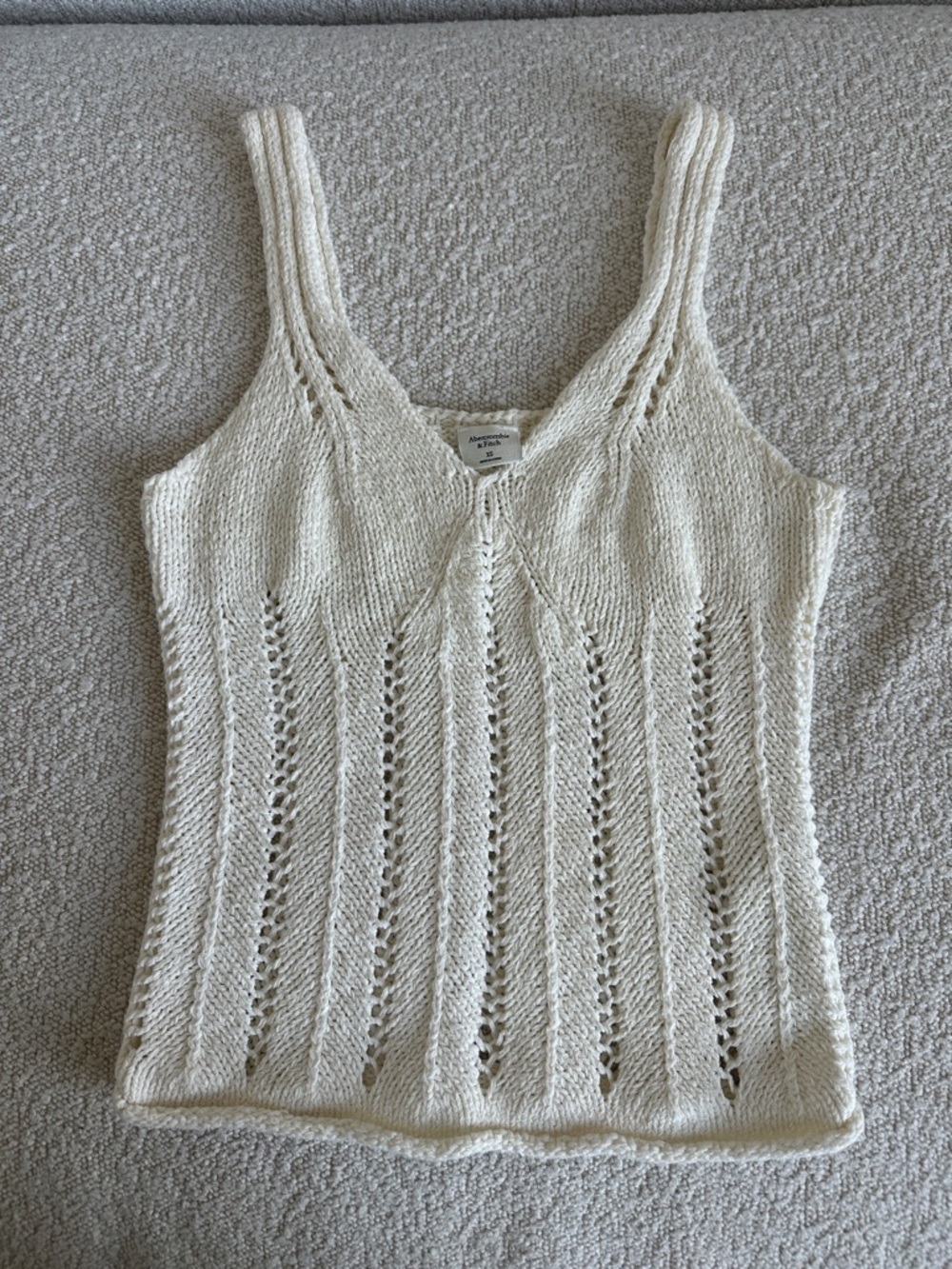 Abercrombie & Fitch Ivory Open-Knit V-Neck Tank